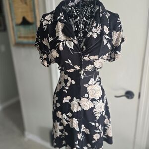 Angie Black and Cream Floral Dress